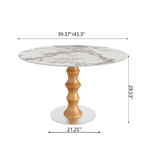 Mid-Century Modern Solid Wood Round Dining Table with Sintered Stone Top For 2-4 - image 19