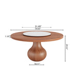 Centria Round Solid Wood Dining Table with Removable White Glossy Stone Lazy Susan - image 5