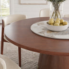 Maris Walnut Round Solid Wood Pedestal Dining Table with Pandora Stone Lazy Susan - image 6