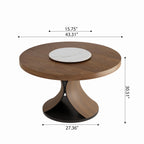 Round Solid Wood Dining Table with Snow White Sintered Stone Lazy Susan - image 6