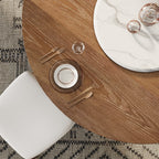 Round Solid Wood Dining Table with Snow White Sintered Stone Lazy Susan - image 1
