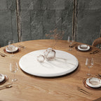 Round Solid Wood Dining Table with Snow White Sintered Stone Lazy Susan - image 2