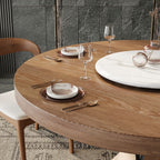 Round Solid Wood Dining Table with Snow White Sintered Stone Lazy Susan - image 3