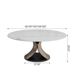 Mid-Century Round Dining Table With Sintered Stone Top & Solid Wood Splayed Leg Base For 2-8 - image 10