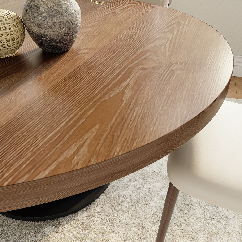Round Dining Table Set with 4/6/8 Curved Backrest Solid Wood Dining Chairs - image 1