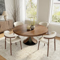 Round Dining Table Set with 4/6/8 Curved Backrest Solid Wood Dining Chairs - Dark Walnut - 59" Table+4x Chairs - image 6
