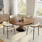 Round Dining Table Set with 4/6/8 Curved Backrest Solid Wood Dining Chairs - Dark Walnut - 59" Table+4x Chairs - image 6