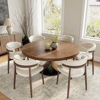 Round Dining Table Set with 4/6/8 Curved Backrest Solid Wood Dining Chairs - Dark Walnut - 59" Table+6x Chairs - image 9