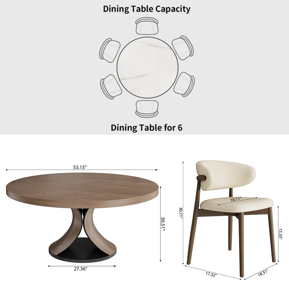 Round Dining Table Set with 4/6/8 Curved Backrest Solid Wood Dining Chairs - image 10