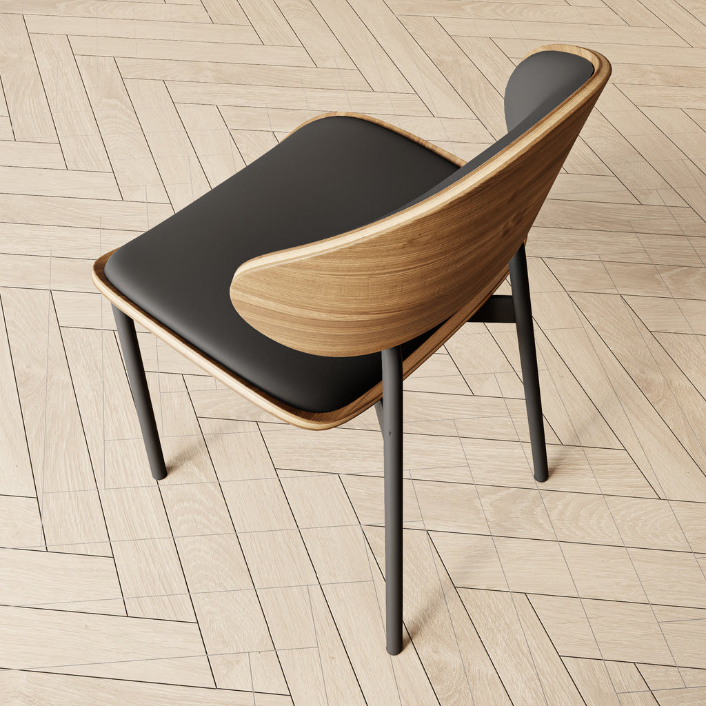 Round Dining Table Set with 2/4/6/8 Simple Curved Solid Wood Leather Dining Chairs - image 5