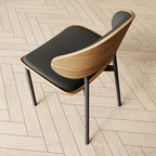 Round Dining Table Set with 2/4/6/8 Simple Curved Solid Wood Leather Dining Chairs - image 5
