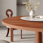 Liora Walnut Round Solid Wood Pedestal Dining Table with Solid Wood Top and Pandora Stone Removable Lazy Susan - image 2