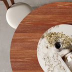 Liora Walnut Round Solid Wood Pedestal Dining Table with Solid Wood Top and Pandora Stone Removable Lazy Susan - image 3