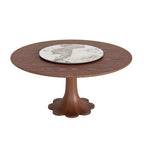 Liora Walnut Round Solid Wood Pedestal Dining Table with Solid Wood Top and Pandora Stone Removable Lazy Susan - image 6