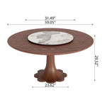 Liora Walnut Round Solid Wood Pedestal Dining Table with Solid Wood Top and Pandora Stone Removable Lazy Susan - image 8