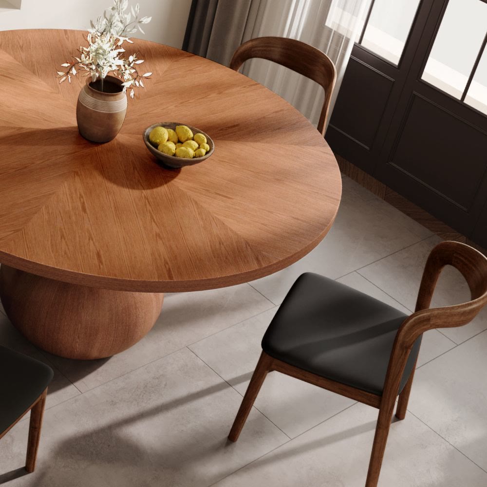 7 Pieces Aquarius Base Dining Table With Armless Cushioned Dining Chairs - image 1