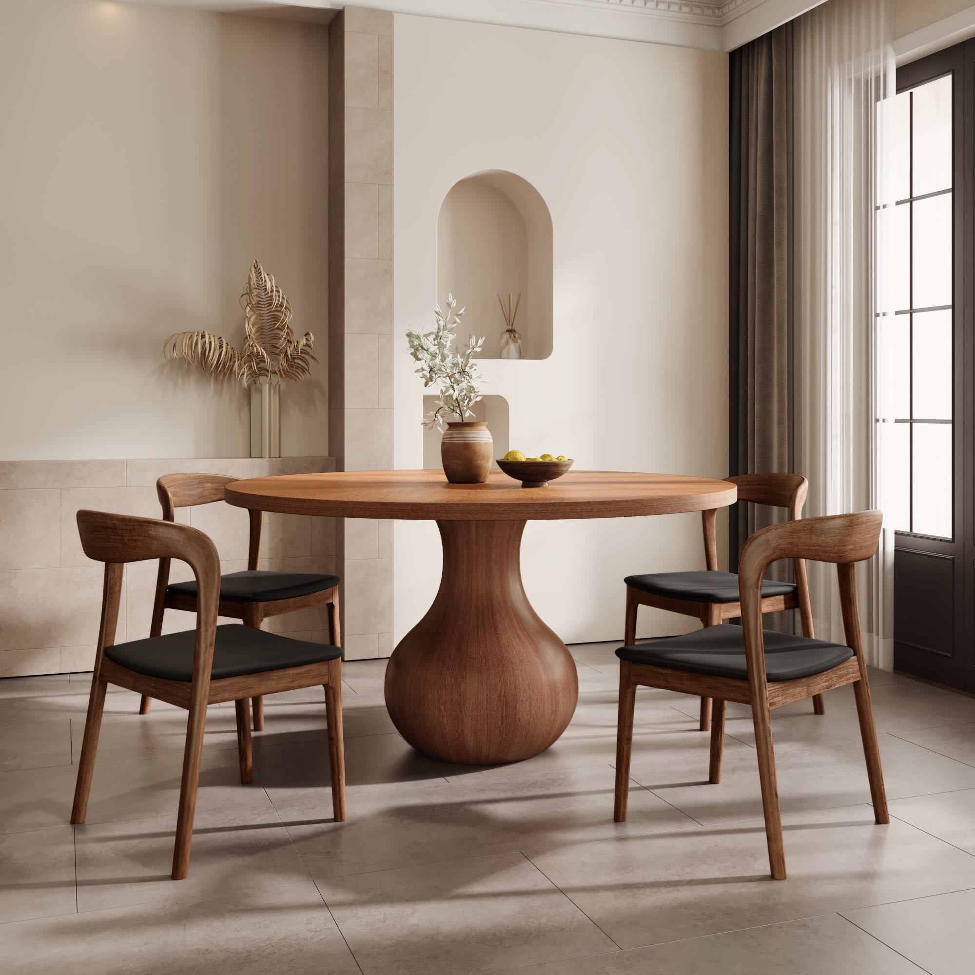 7 Pieces Aquarius Base Dining Table With Armless Cushioned Dining Chairs - image 8