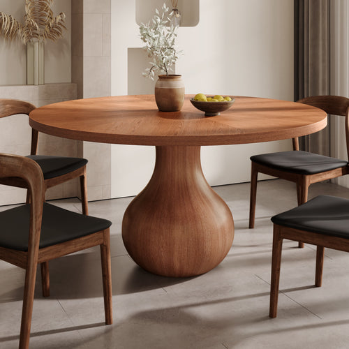 5 Pieces Aquarius Base Dining Table With Leather Seat Cushion Dining Chairs - W53.15" + 4 Dining Chairs - image 0