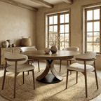 Round Dining Table Set with 4/6/8 Curved Backrest Solid Wood Dining Chairs - Dark Walnut - 59" Table+4x Chairs - image 0