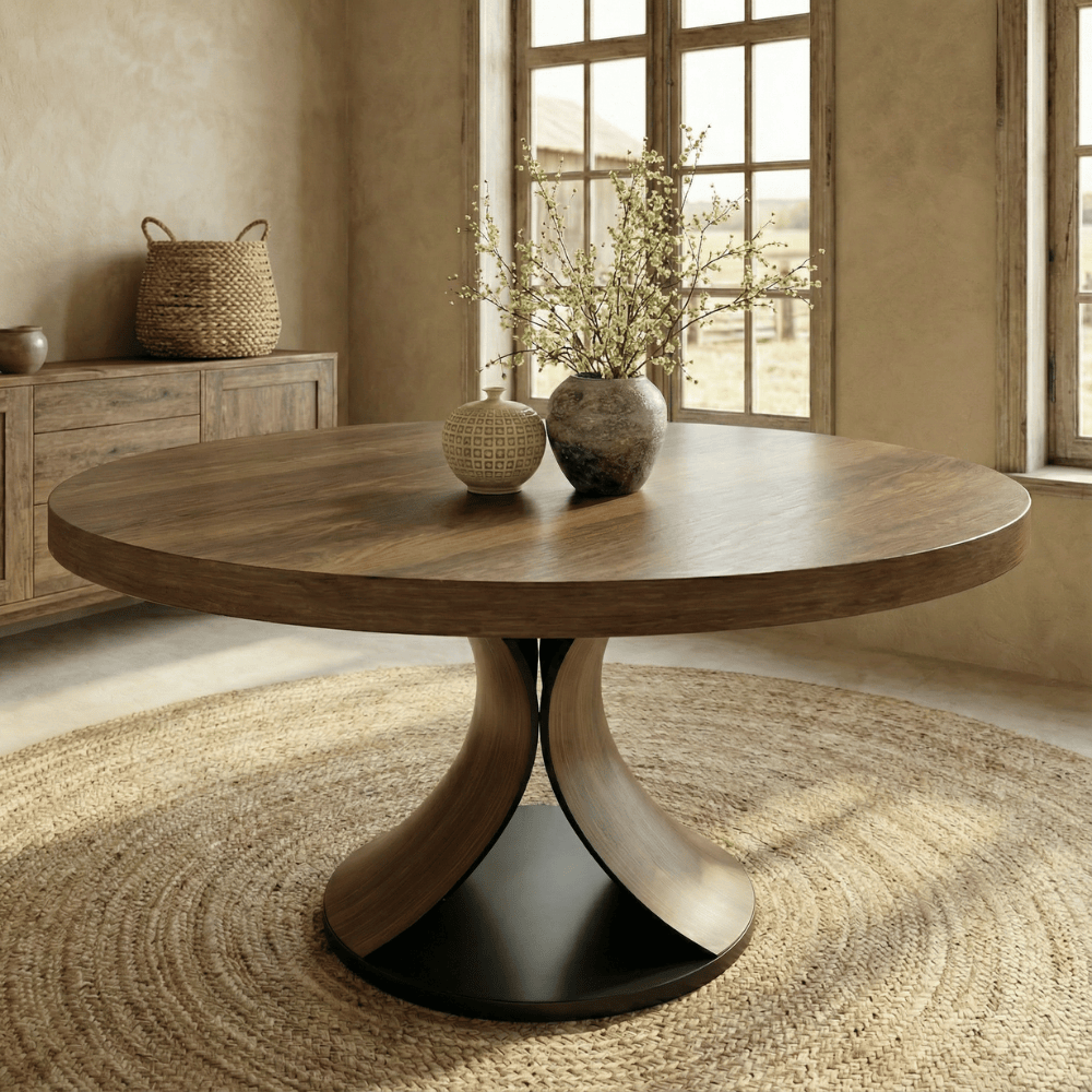 Round Dining Table Set with 4/6/8 Curved Backrest Solid Wood Dining Chairs - image 4