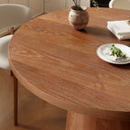 7-Piece Rubber Wood Kitchen Round Dining Table With Bucket Base With Curved Backrest  Dining Chairs - image 1