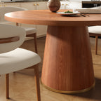 7-Piece Rubber Wood Kitchen Round Dining Table With Bucket Base With Curved Backrest  Dining Chairs - image 2