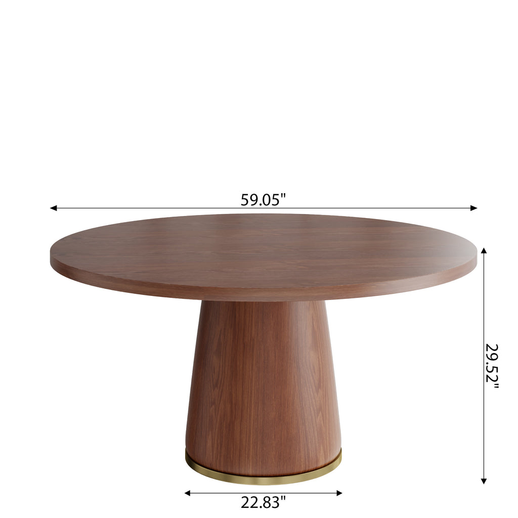 7-Piece Rubber Wood Kitchen Round Dining Table With Bucket Base With Curved Backrest  Dining Chairs - image 8