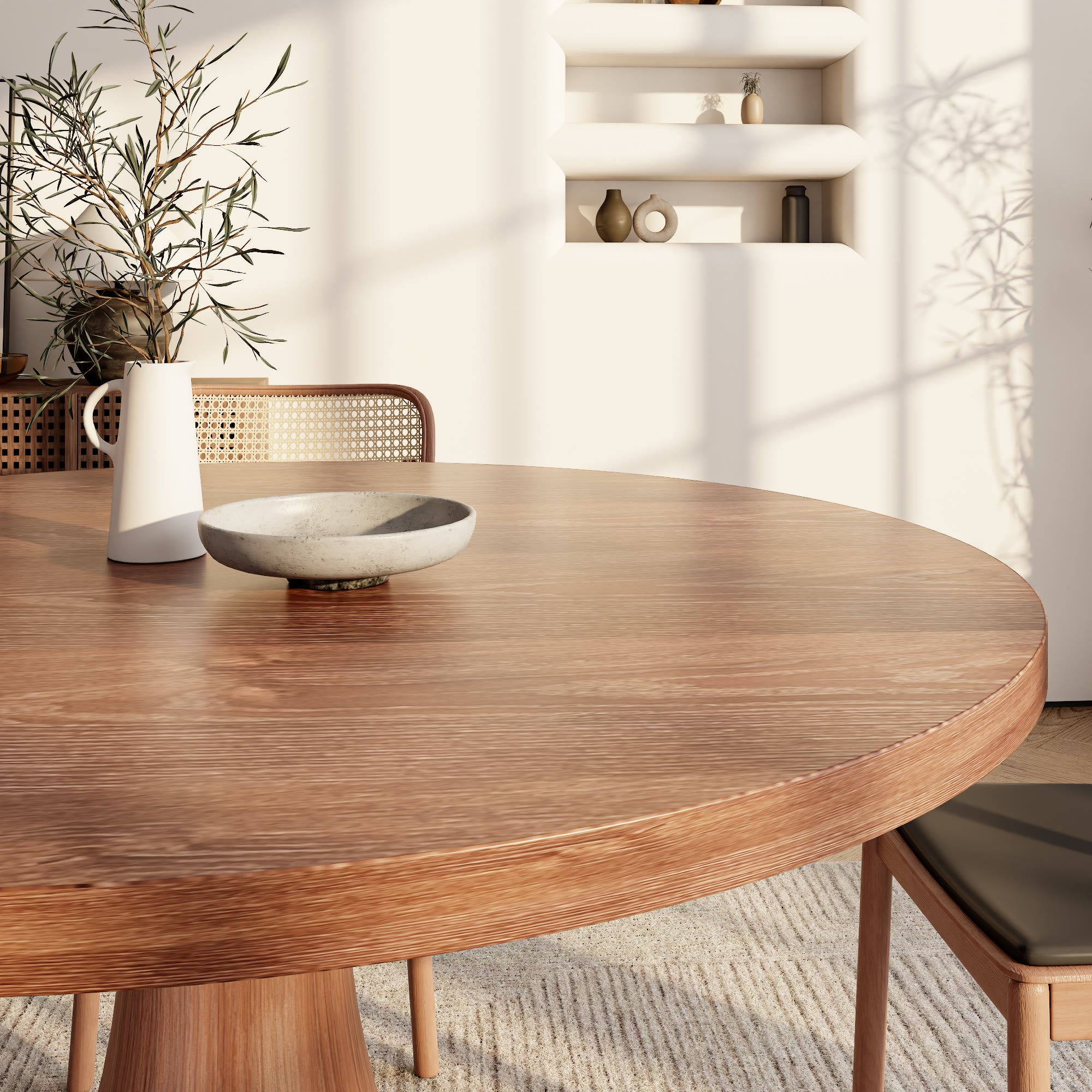 Hourglass-Shaped Solid Wood Base Dining Table For 2-4 Person - image 7