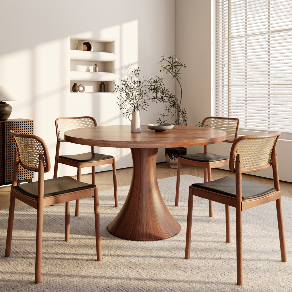 Hourglass-Shaped Solid Wood Base Dining Table For 2-4 Person - image 6