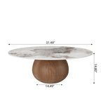 Modern Round Coffee Table: Sintered Stone Top & Solid Wood Pedestal Base - image 12