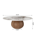 Modern Round Coffee Table: Sintered Stone Top & Solid Wood Pedestal Base - image 13