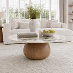 Modern Round Coffee Table: Sintered Stone Top & Solid Wood Pedestal Base - Pandora - 41" Table - image 3