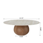 Modern Round Coffee Table: Sintered Stone Top & Solid Wood Pedestal Base - image 16