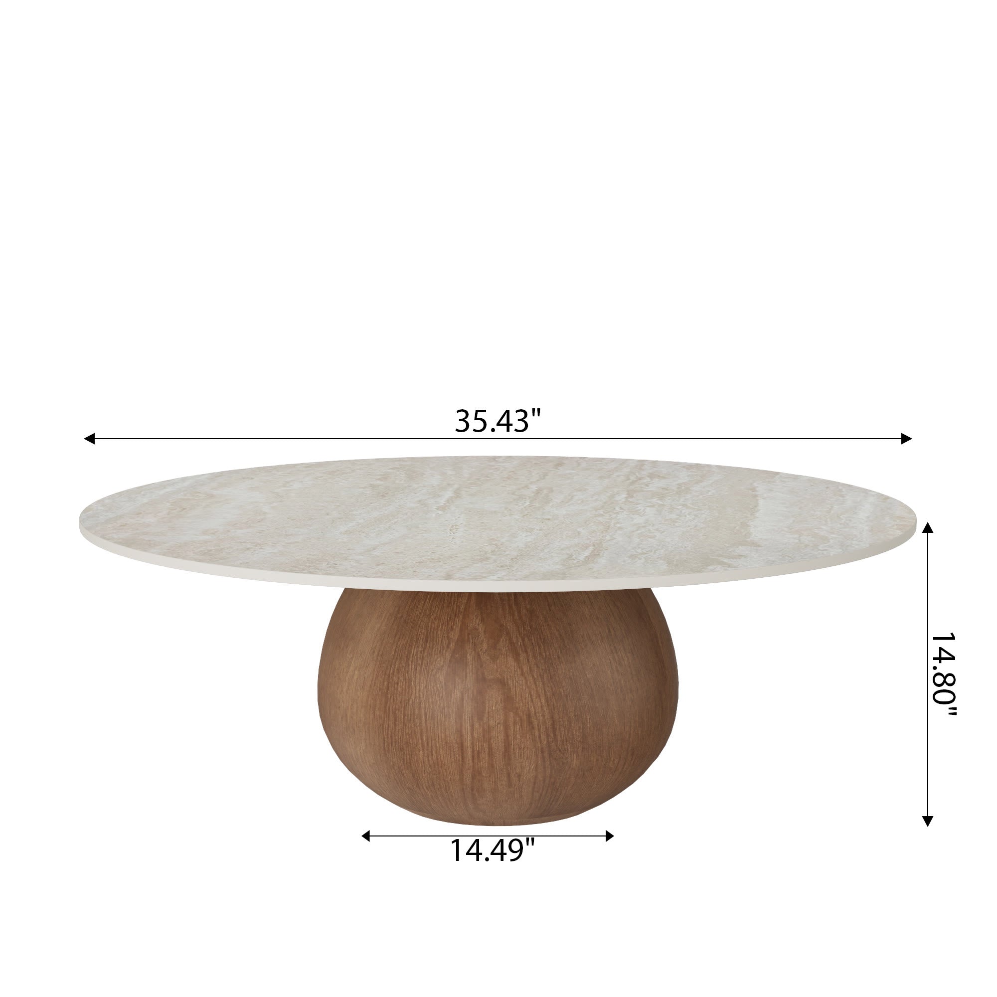 Modern Round Coffee Table: Sintered Stone Top & Solid Wood Pedestal Base - image 15