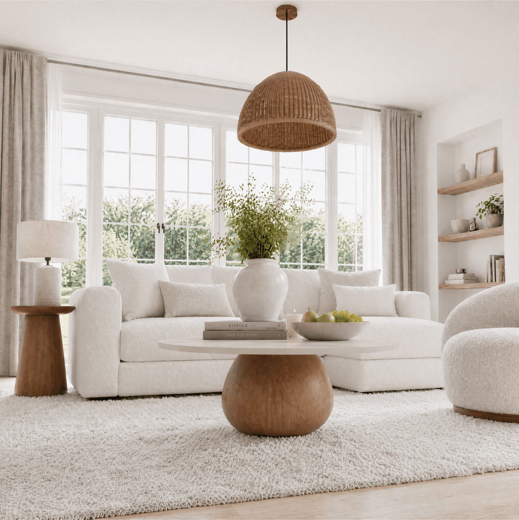 Modern Round Coffee Table: Sintered Stone Top & Solid Wood Pedestal Base - image 8