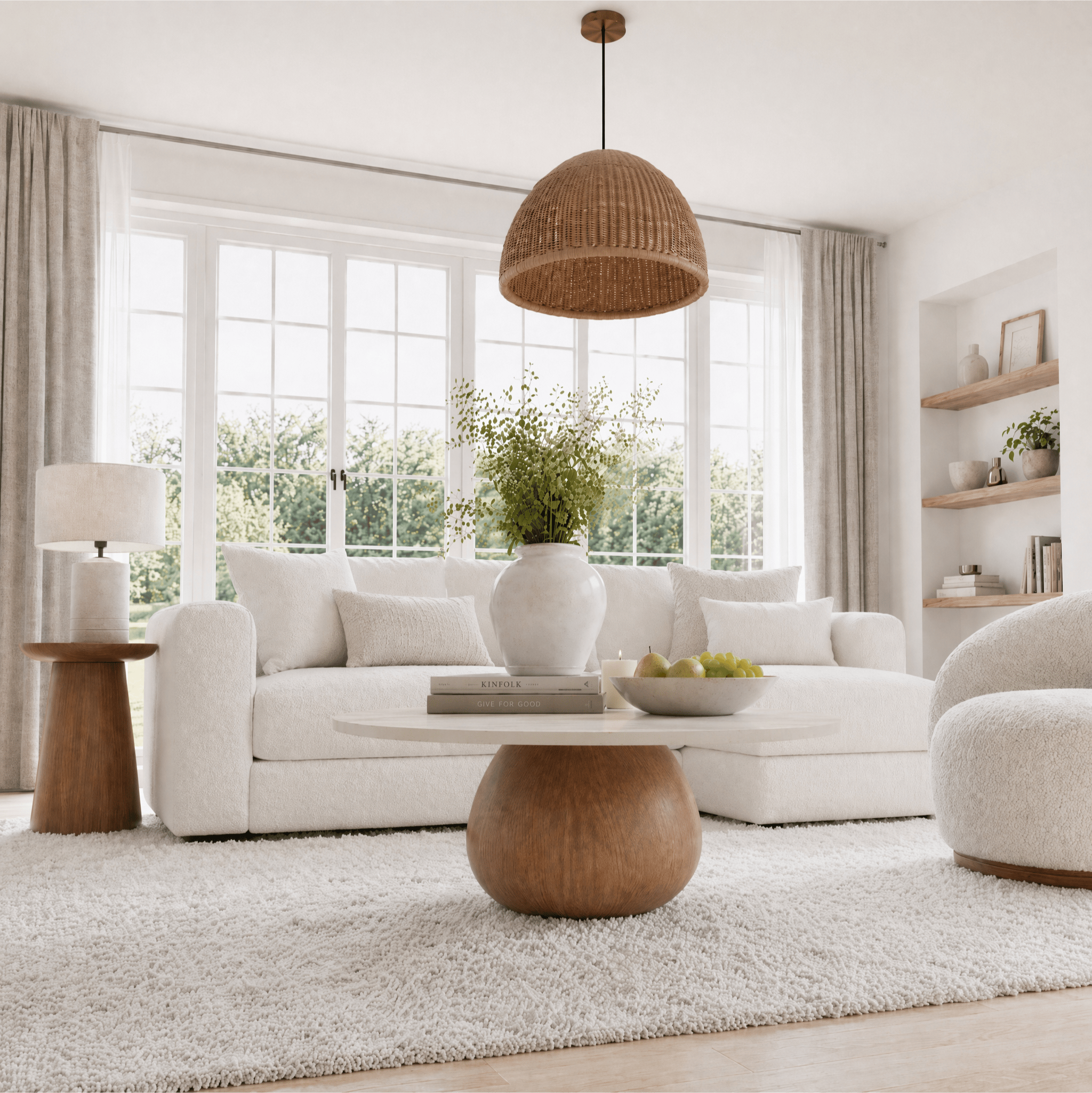 Modern Round Coffee Table: Sintered Stone Top & Solid Wood Pedestal Base - image 8