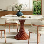Walnut Spiral Base Dining Table with Sintered Stone Top For 2-8 - Snowy White - 59" Table - image 0