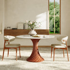 Walnut Spiral Base Dining Table with Sintered Stone Top For 2-8 - image 3