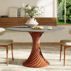 Walnut Spiral Base Dining Table with Sintered Stone Top For 2-8 - Gray - 59" Table - image 7