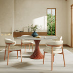 Walnut Spiral Base Dining Table with Sintered Stone Top For 2-8 - image 9