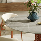 Walnut Spiral Base Dining Table with Sintered Stone Top For 2-8 - image 8