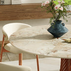 Walnut Spiral Base Dining Table with Sintered Stone Top For 2-8 - image 11