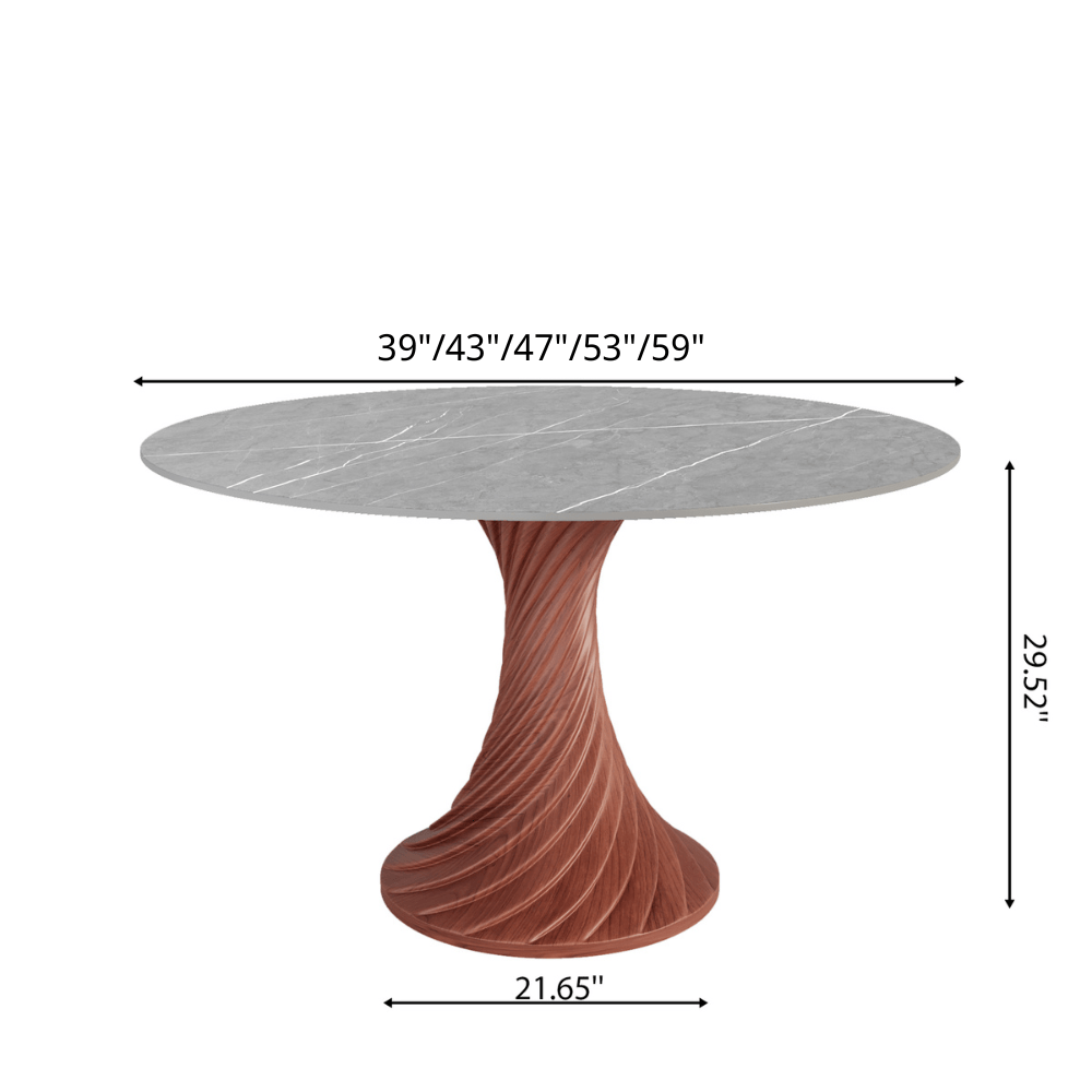 Walnut Spiral Base Dining Table with Sintered Stone Top For 2-8 - image 15