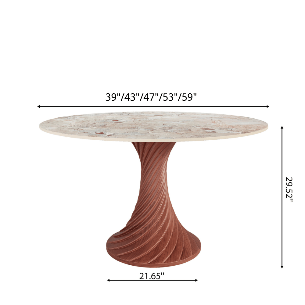 Walnut Spiral Base Dining Table with Sintered Stone Top For 2-8 - image 16