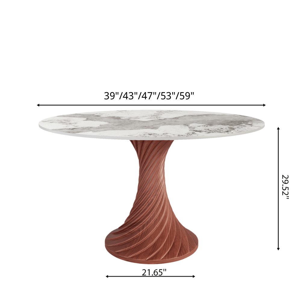 Walnut Spiral Base Dining Table with Sintered Stone Top For 2-8 - image 14