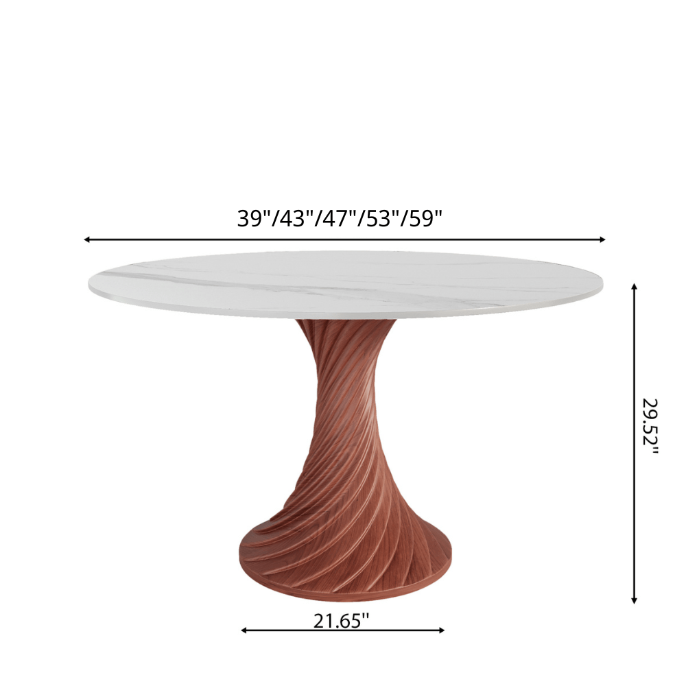Walnut Spiral Base Dining Table with Sintered Stone Top For 2-8 - image 13