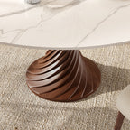 Modern Artistic Dining Table:Twisted Dark Wood Pedestal & Sintered Stone Top For 2-8 - image 1
