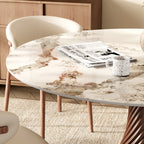 Modern Artistic Dining Table:Twisted Dark Wood Pedestal & Sintered Stone Top For 2-8 - image 5