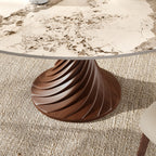 Modern Artistic Dining Table:Twisted Dark Wood Pedestal & Sintered Stone Top For 2-8 - image 6