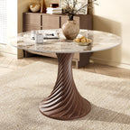 Modern Artistic Dining Table:Twisted Dark Wood Pedestal & Sintered Stone Top For 2-8 - Pandora - 59" Table - image 4